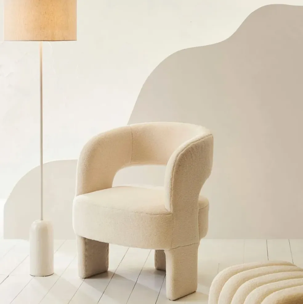 Lampadaire en marbre et fer blanc h150cm - Organic