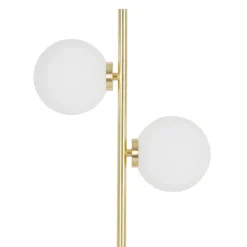 Lampe 2 globes en verre opaline doré - edmond