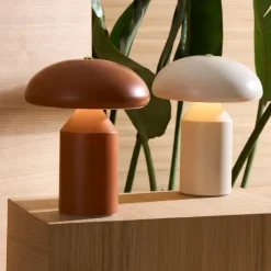 Lampe champignon tactile en fer blanc h23cm - Arty