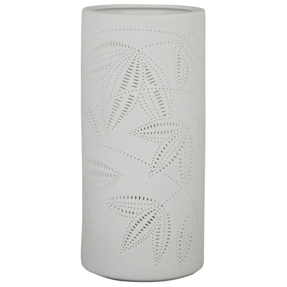 Lampe cylindre en porcelaine h24cm blanc - palmea