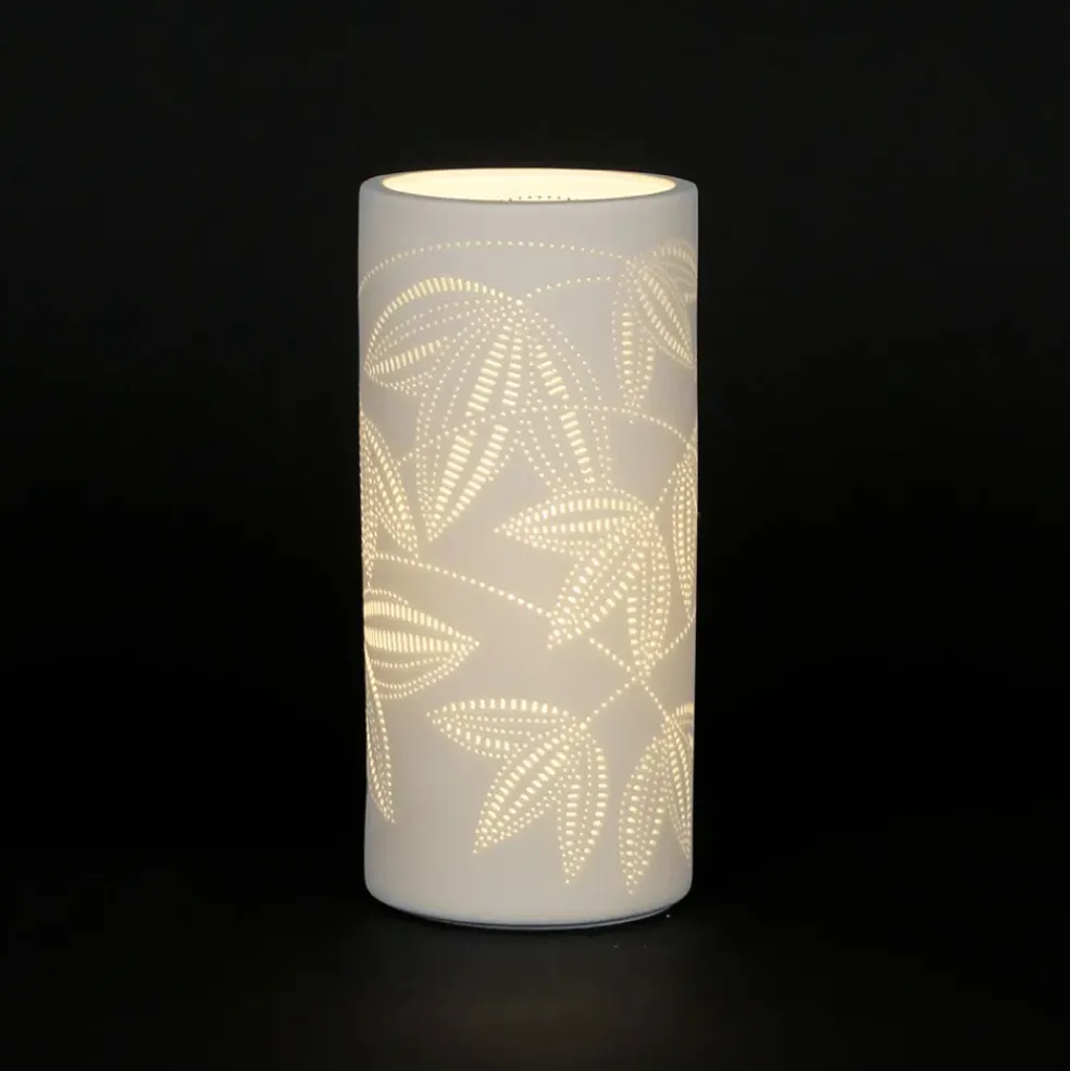 Lampe cylindre en porcelaine h24cm blanc - palmea
