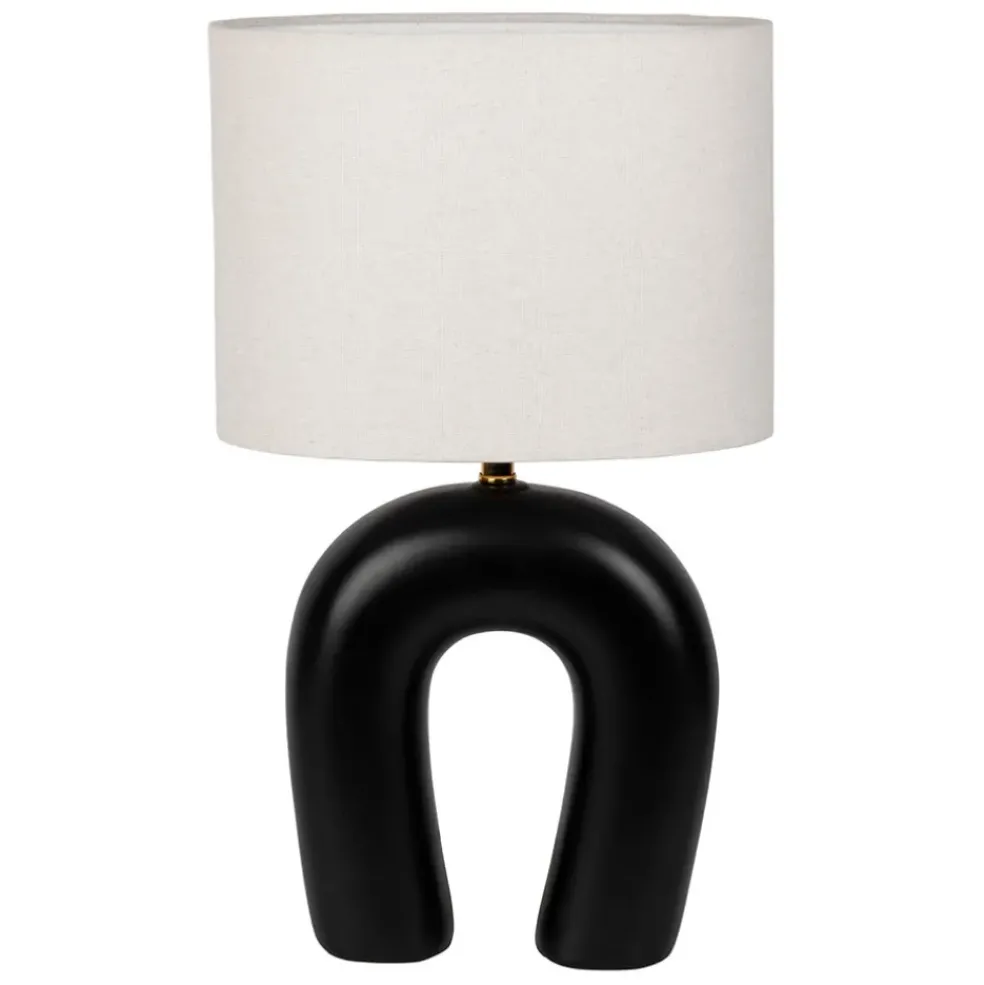 Lampe en céramique ecru et coton noir h45cm - Organic