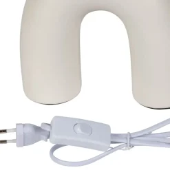 Lampe en céramique et coton ecru et noir h34.5cm - Organic