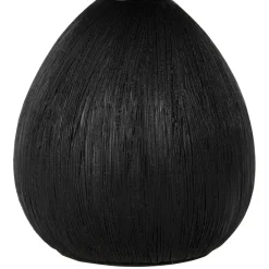 Lampe en céramique et lin noir et écru h26cm - Minimal