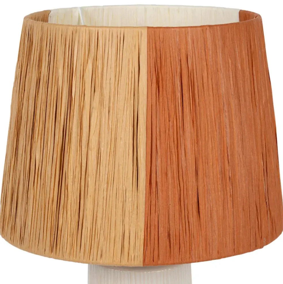 Lampe en céramique et raphia écru h48cm - Lignes