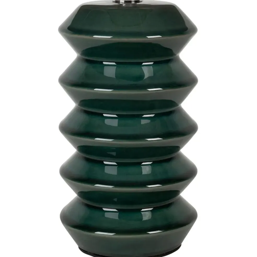 Lampe en céramique émeraude et lin h40cm - Verda