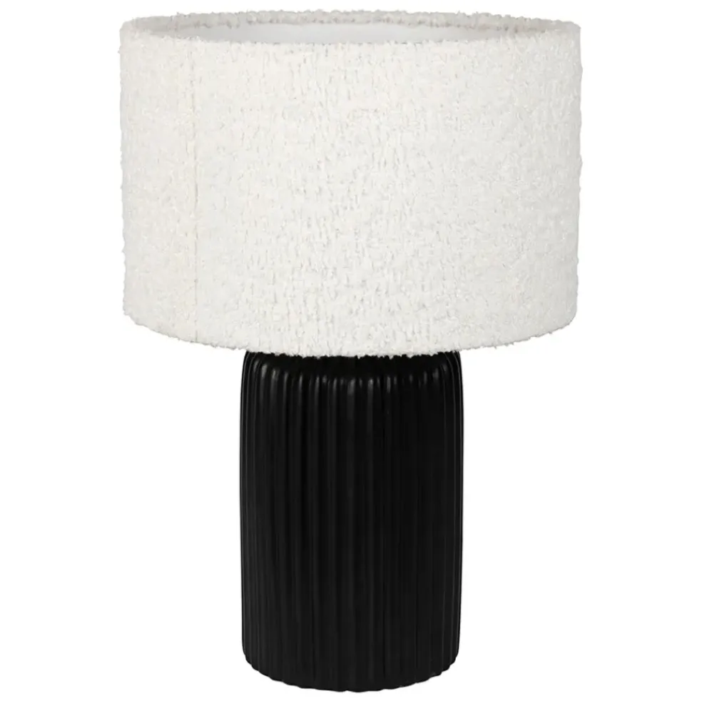 Lampe en céramique noir et coton ecru h41cm - Organic