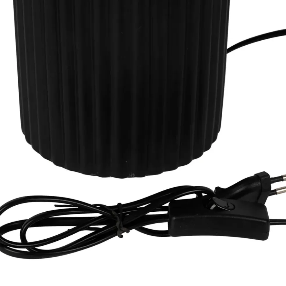 Lampe en céramique noir et coton ecru h41cm - Organic