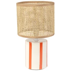 Lampe en céramique rayée corail et blanc h27cm - Medi