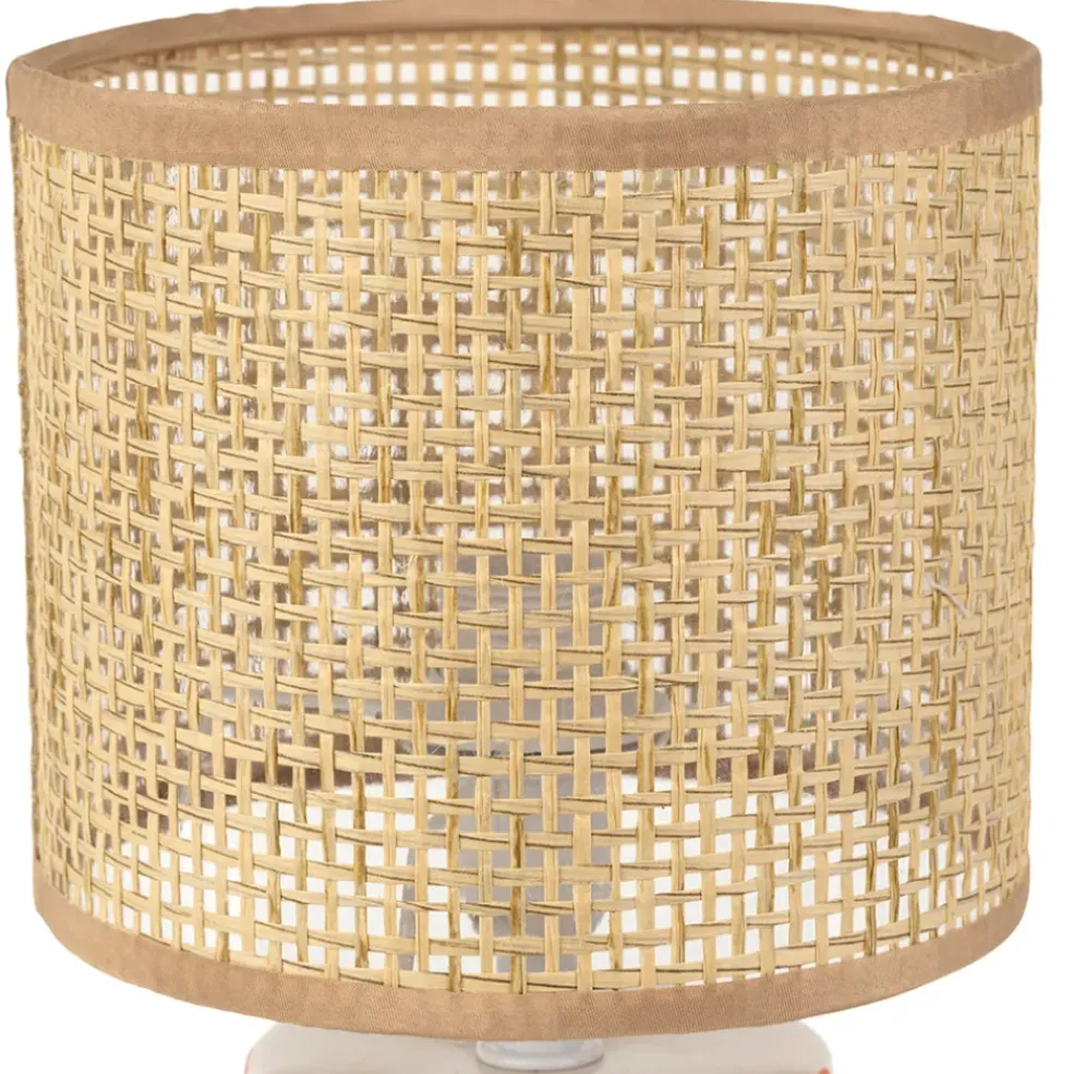 Lampe en céramique rayée corail et blanc h27cm - Medi