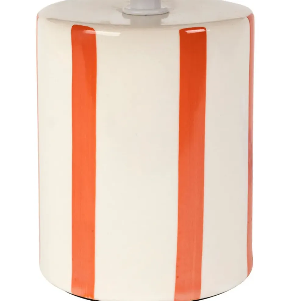 Lampe en céramique rayée corail et blanc h27cm - Medi