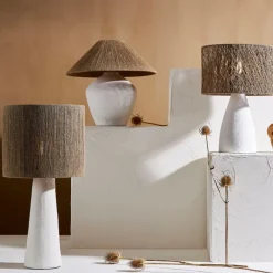 Lampe en fer blanc et jute h41cm - Quintao
