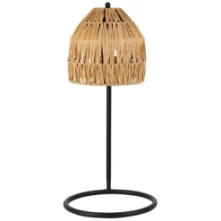 Lampe en raphia et fer naturel et noir h50cm - Tulum