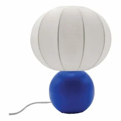 Lampe en terre cuite et coton bleu h33cm