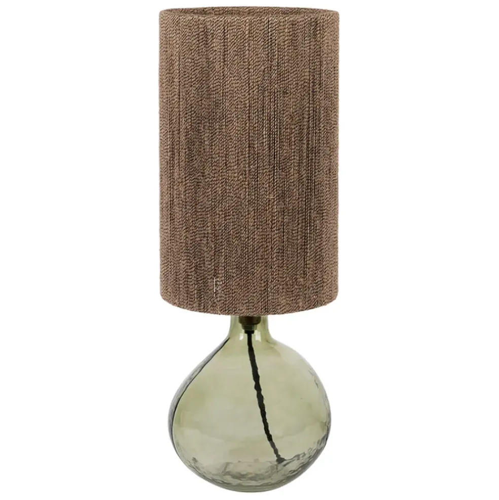 Lampe en verre et jute vert h46cm - Heliac