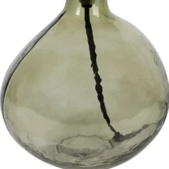 Lampe en verre et jute vert h46cm - Heliac