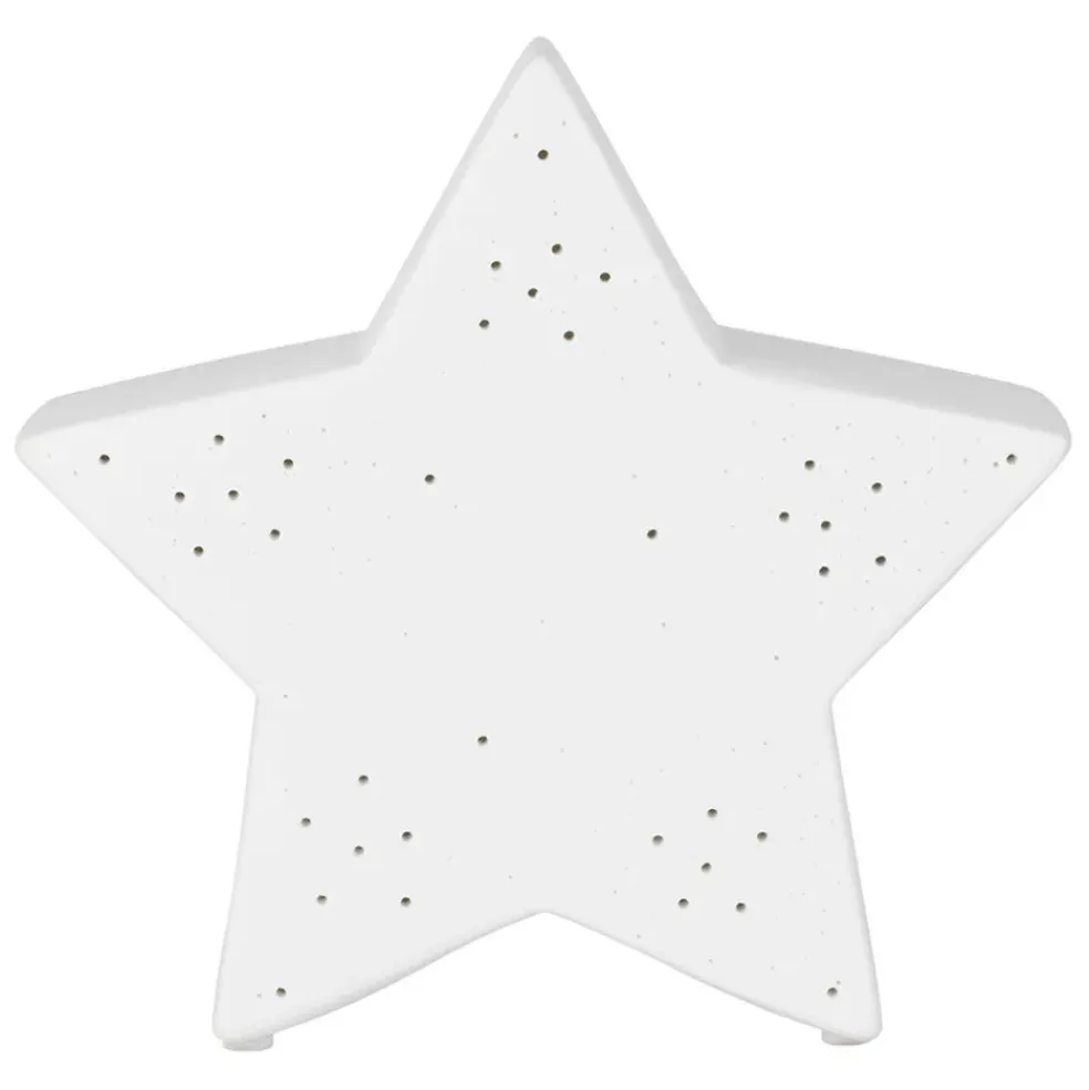 Lampe étoile en porcelaine blanc h15cm - Beezz
