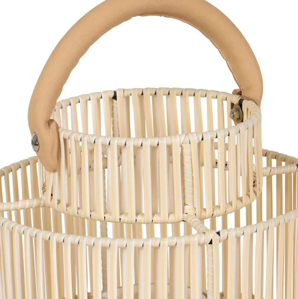 Lanterne en fer et osier blanc h45cm - Pasil