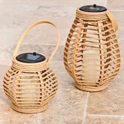 Lanterne solaire effet bougie naturel h26cm