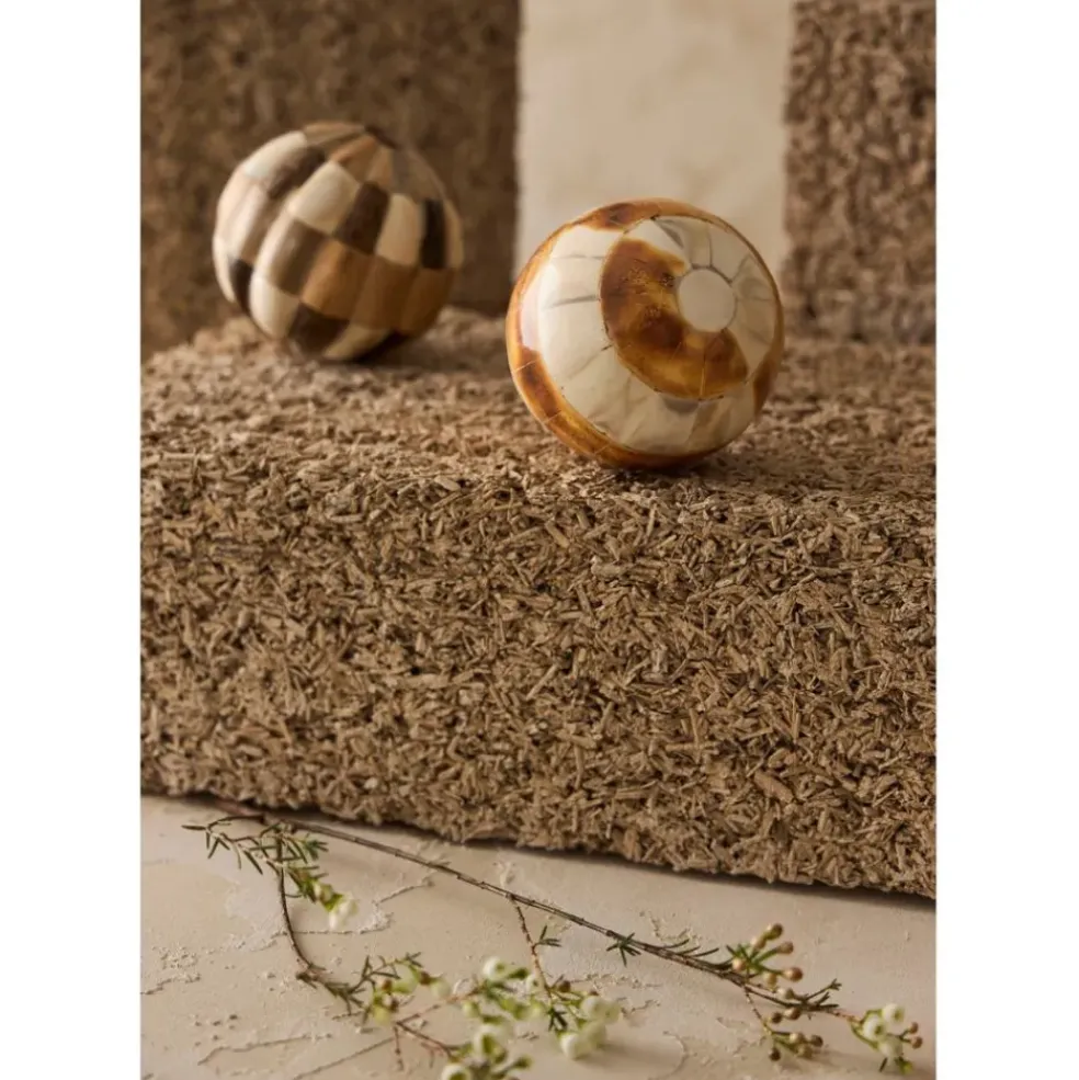 Lot de 6 boules décoratives en résine brun et ivoire d10cm - Karumba