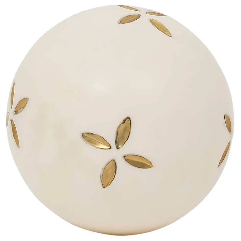 Lot de 6 boules décoratives en résine brun et ivoire d10cm - Karumba