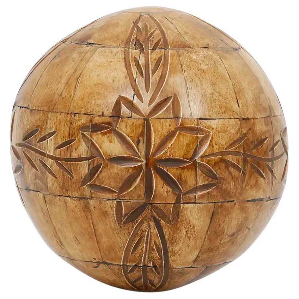 Lot de 6 boules décoratives en résine ivoire et brun - Yumbe