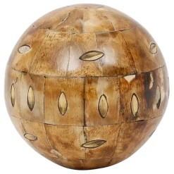 Lot de 6 boules décoratives en résine ivoire et brun - Yumbe