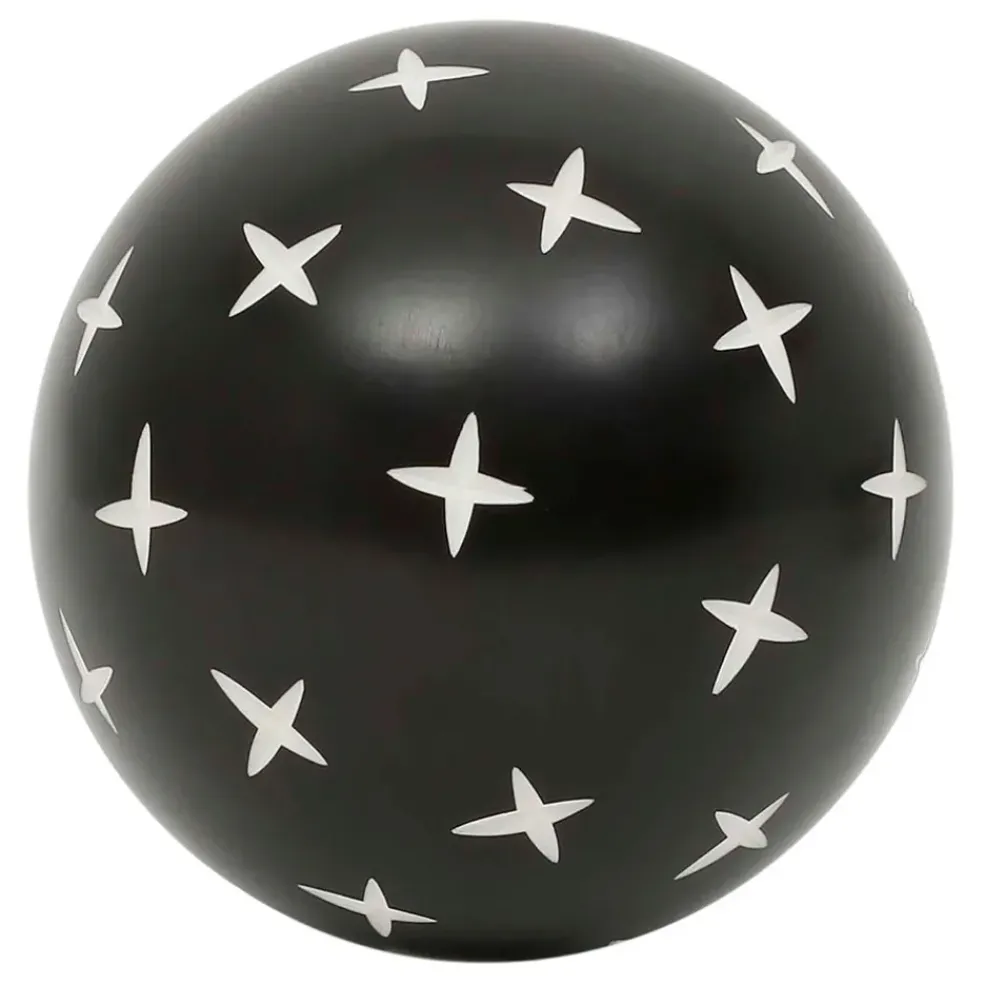 Lot de 6 boules décoratives en résine noir et blanc d10cm - Etnik