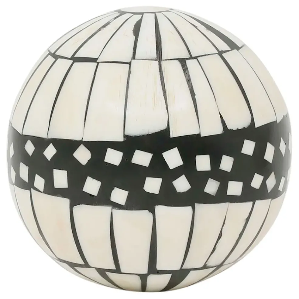 Lot de 6 boules décoratives en résine noir et blanc d10cm - Etnik