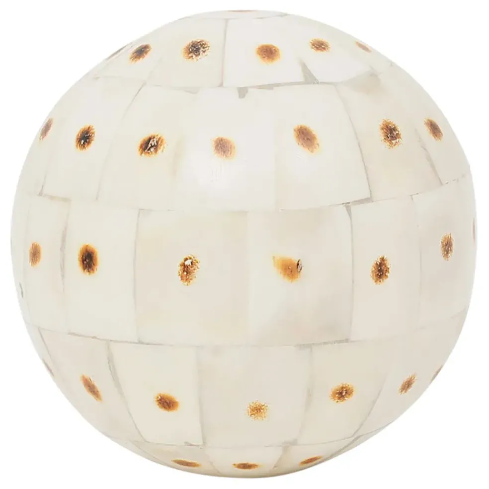 Lot de 6 boules décoratives en résine brun et blanc d10cm - Komati