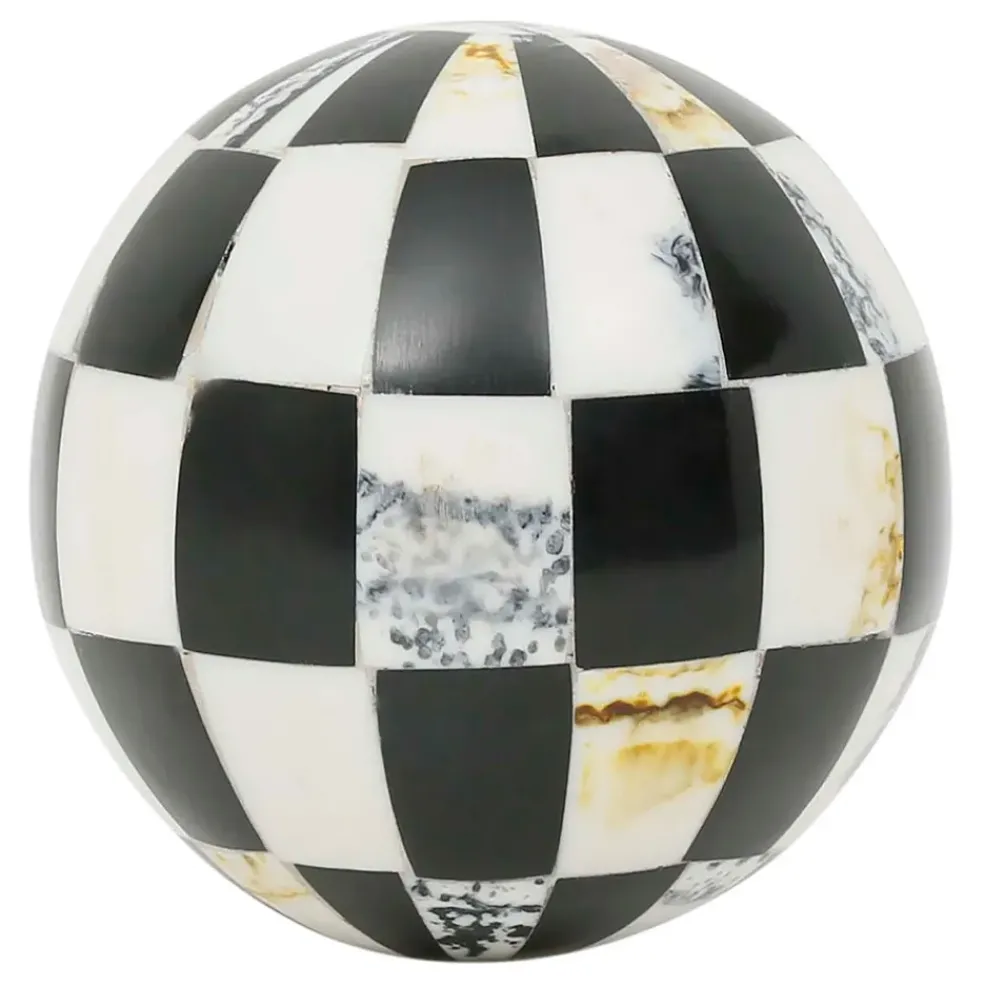 Lot de 6 boules décoratives en résine brun et ivoire - Sumba
