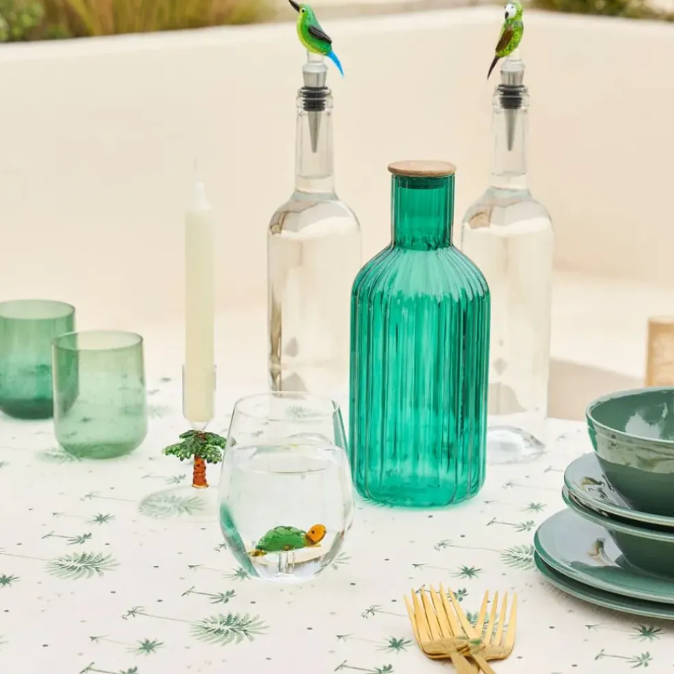 Lot de 3 bouteilles en verre borosilicate bleu émeraude et transparent 1.4L - Mycenes