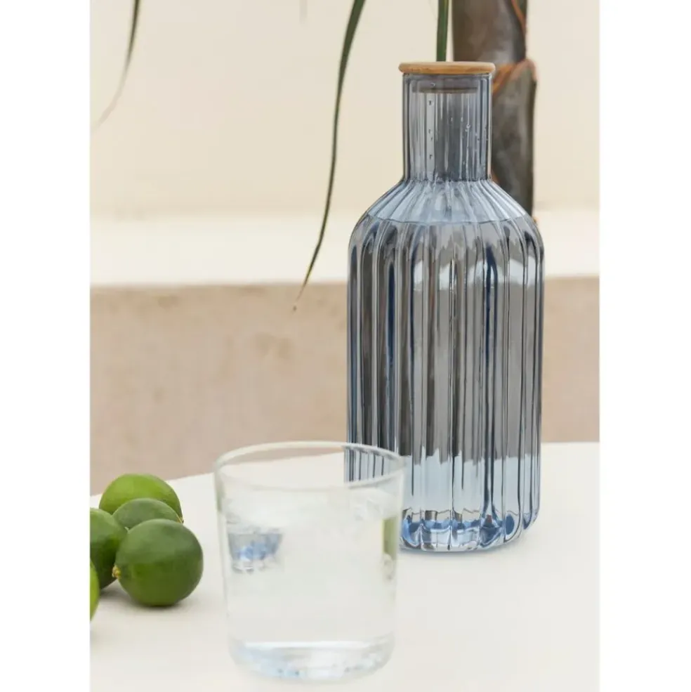 Lot de 3 bouteilles en verre borosilicate bleu émeraude et transparent 1.4L - Mycenes