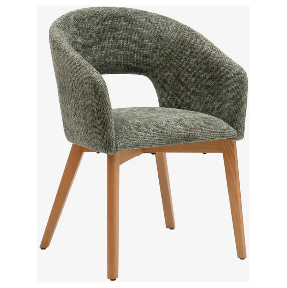 Lot de 2 chaises en tissu chenille vert - Rusti