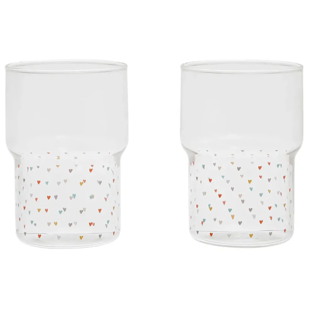 Lot de 2 gobelets en verre coeur 30 cl - famille