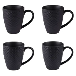 Lot de 4 mugs en porcelaine noir mat