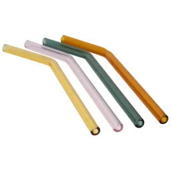 Lot de 4 pailles en verre borosilicate multicolore h19cm - Funny
