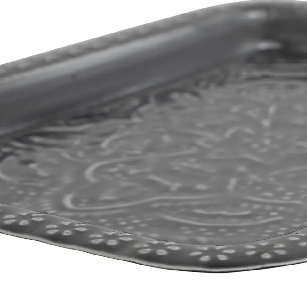 Lot de 2 plateaux en fer anthracite - Arabise