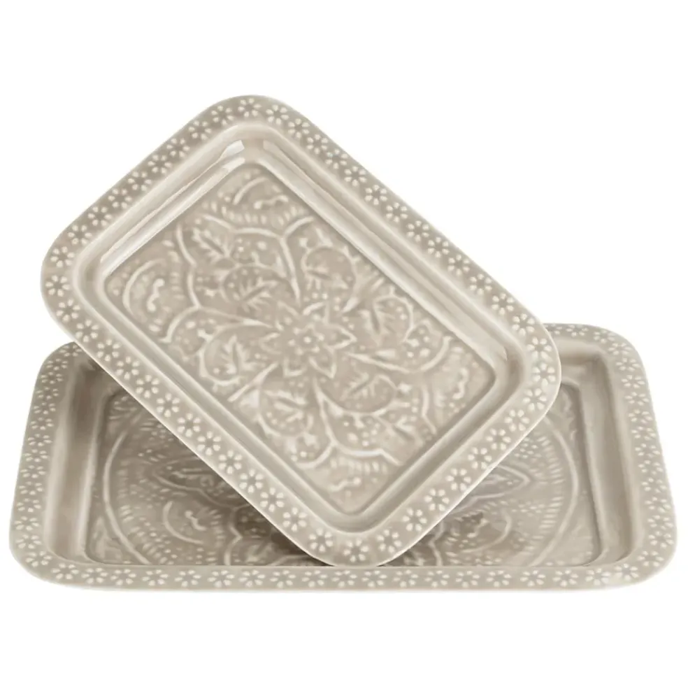 Lot de 2 plateaux en fer grège - Arabise