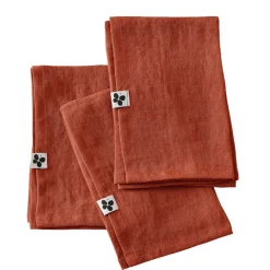 Lot de 3 serviettes en lin lavé paprika 40x40cm - Soline