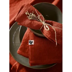 Lot de 3 serviettes en lin lavé paprika 40x40cm - Soline