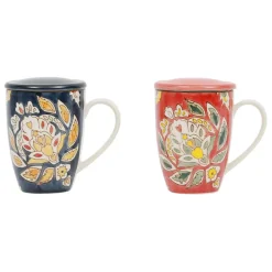 Lot de 2 tisanières et filtre en grès et inox multicolore 30cl - Orchila