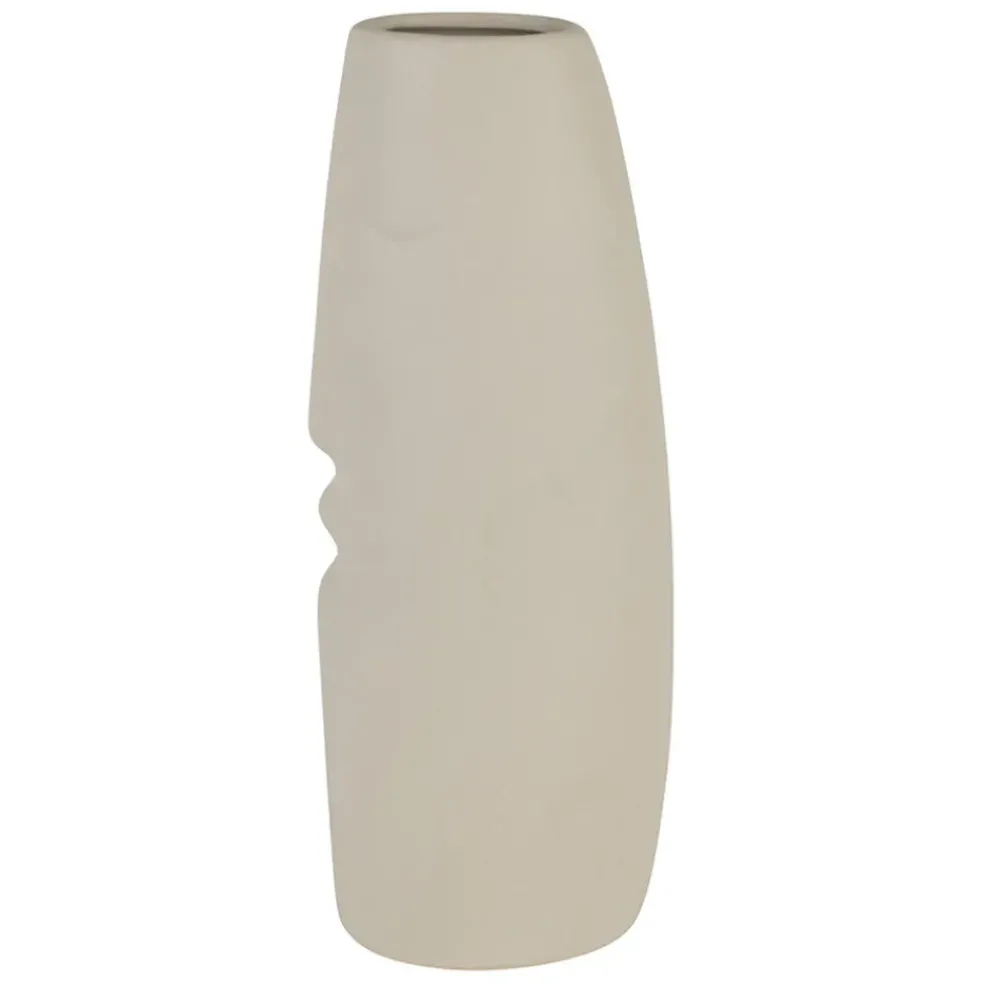 Lot de 2 vases visage en grès indigo et écru h30cm