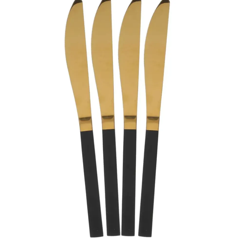 Menagère 16 pieces doré et noir en acier inoxydable