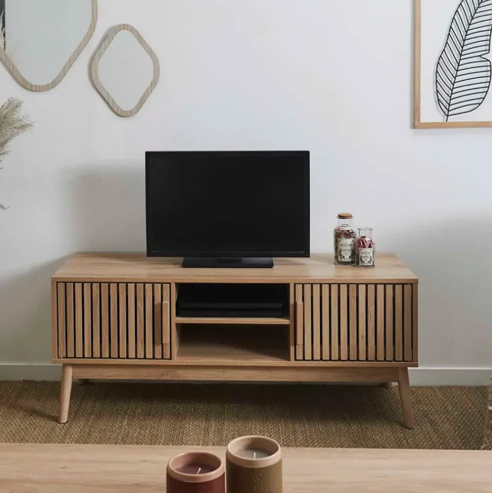 Meuble tv en bois naturel 117x48cm - kara