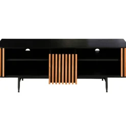 Meuble TV en chêne naturel et noir 4 niche L130cm - Linea