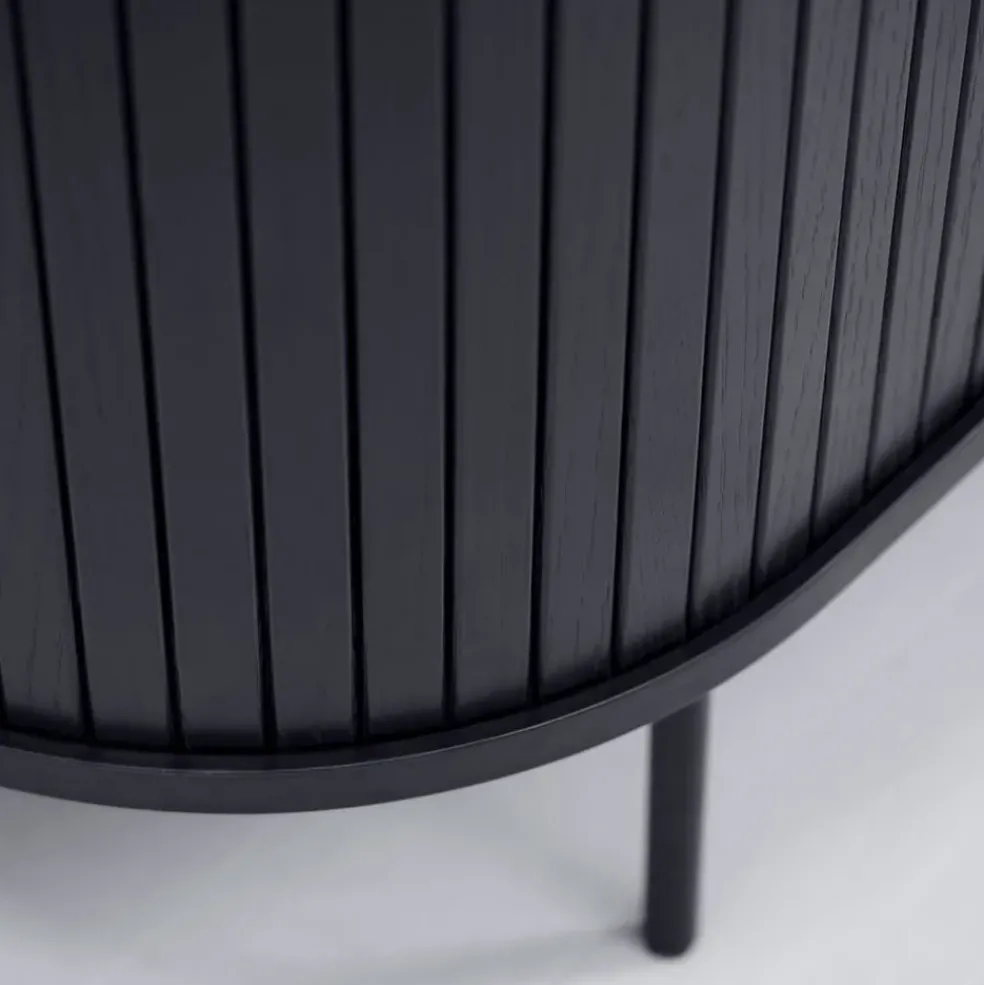 Meuble TV en placage chêne noir L123cm - Nola