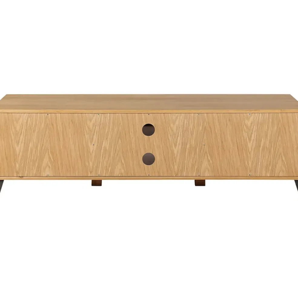 Meuble TV naturel en chêne 2 portes L150cm - Manny