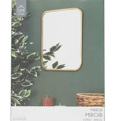 Miroir carre contour dore 34x25cm