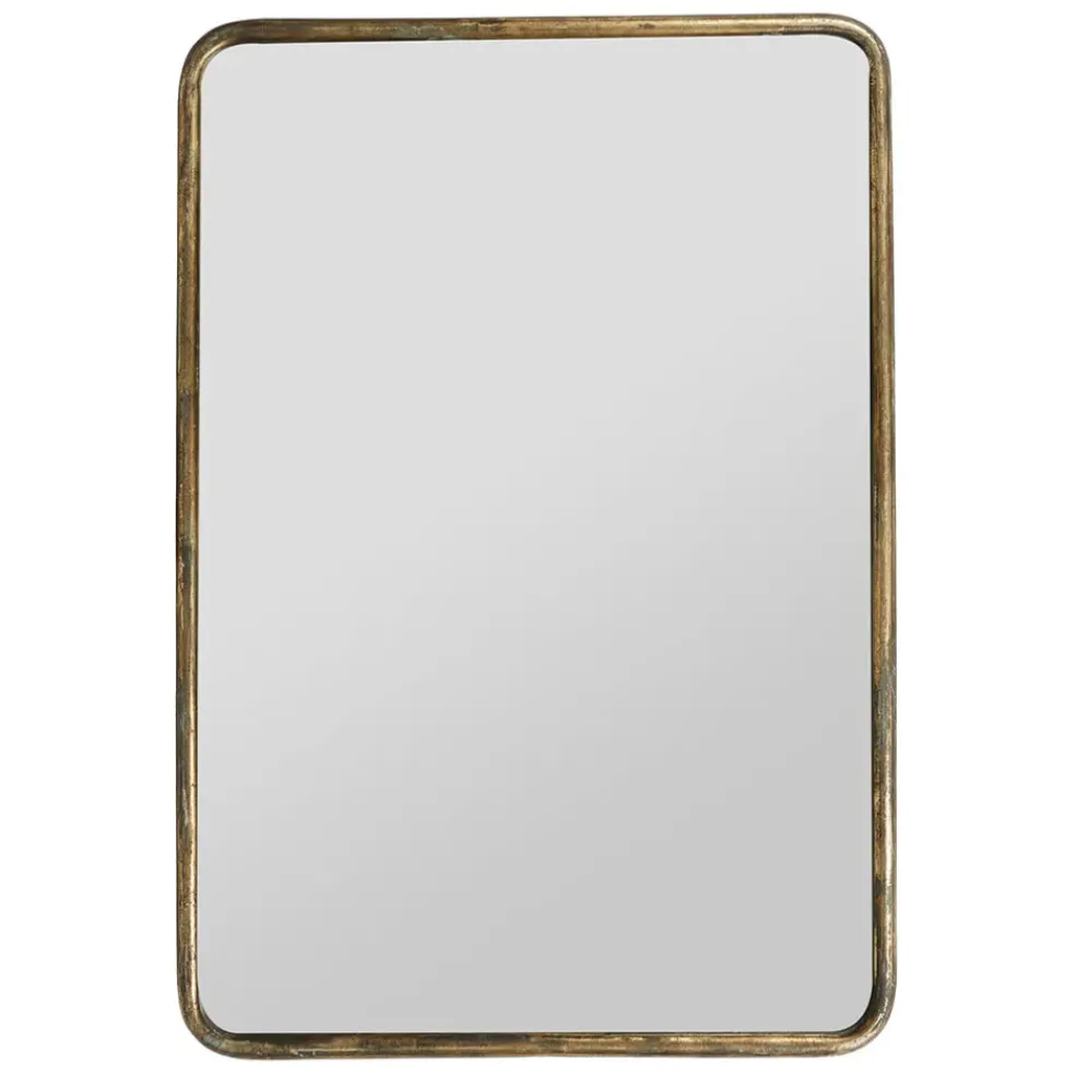 Miroir doré patiné en fer - Aziru
